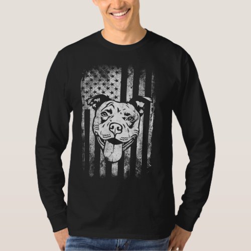 Patriotic Pitbull American Flag Dog Lover T_Shirt