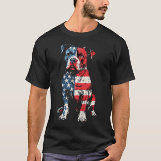 Patriotic Pitbull American Flag Dog Mom Pitbull T-Shirt