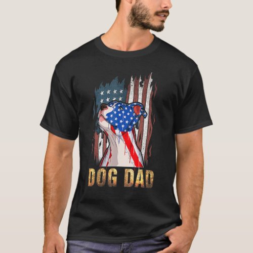 Patriotic Pitbull Dad  4th Of July American Flag U T_Shirt