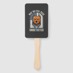 Patriotic Pitbull Guard Dog Hand Fan