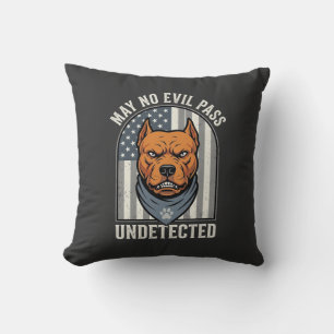 Patriotic Pitbull Guard Dog Throw Pillow
