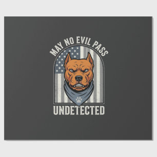 Patriotic Pitbull Guard Dog Wrapping Paper