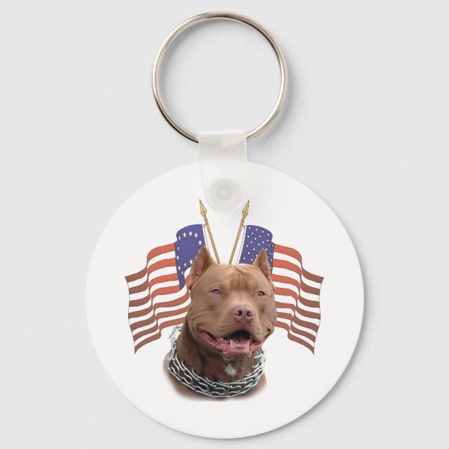 Patriotic Pitbull Keychain (Front)