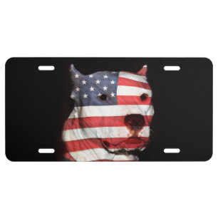 Patriotic pitbull license plate