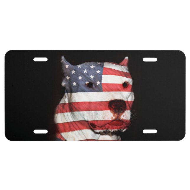 Patriotic pitbull license plate (Front)