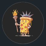 Patriotic Pizza Costume For Usa Statue Lovers  Classic Round Sticker<br><div class="desc">Patriotic Pizza Costume For Usa Statue Lovers</div>