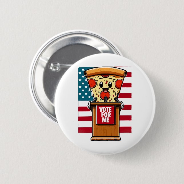 patriotic pizza vote for me button (Front & Back)