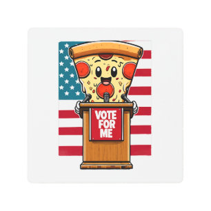 patriotic pizza vote for me metal print