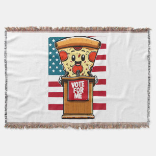 patriotic pizza vote for me throw blanket