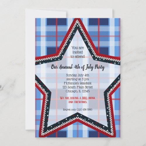 Patriotic plaid invitation