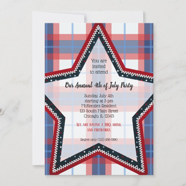 Patriotic plaid invitation (Front)