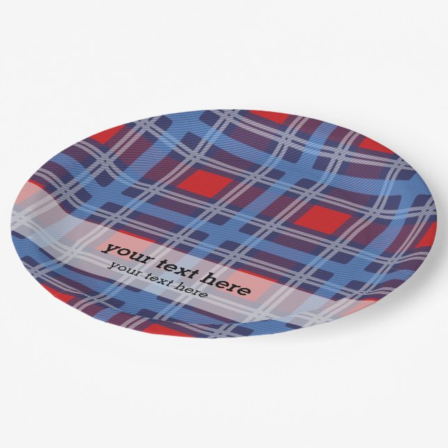 Patriotic plaid paper plates (Angled)