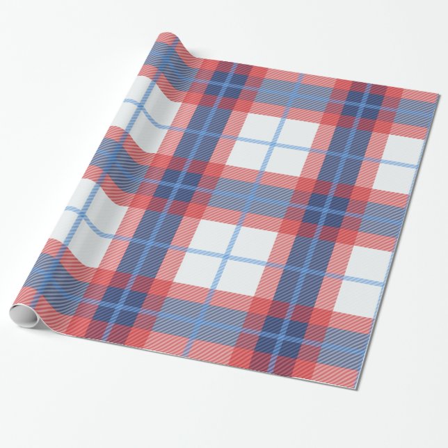 Patriotic plaid wrapping paper (Unrolled)