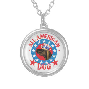 Patriotic Plott Hound Silver Plated Necklace