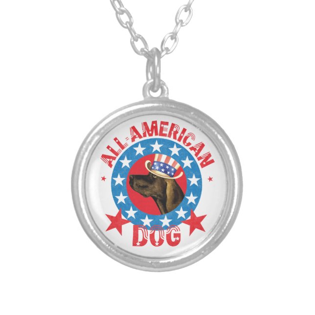 Patriotic Plott Hound Silver Plated Necklace (Front)