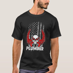 Patriotic Plumber USA American Flag Pipefitter Plu T-Shirt