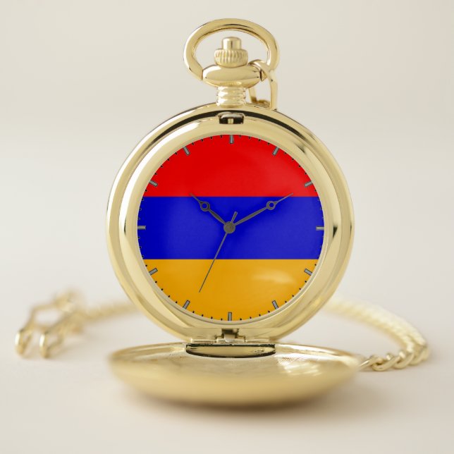 Patriotic Pocket Watch Flag of Armenia (Inside)
