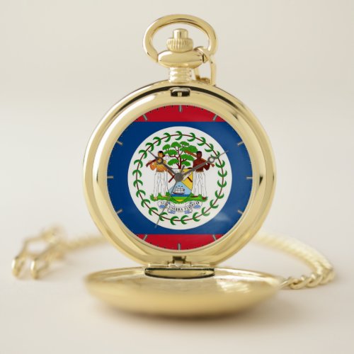 Patriotic Pocket Watch Flag of Belize