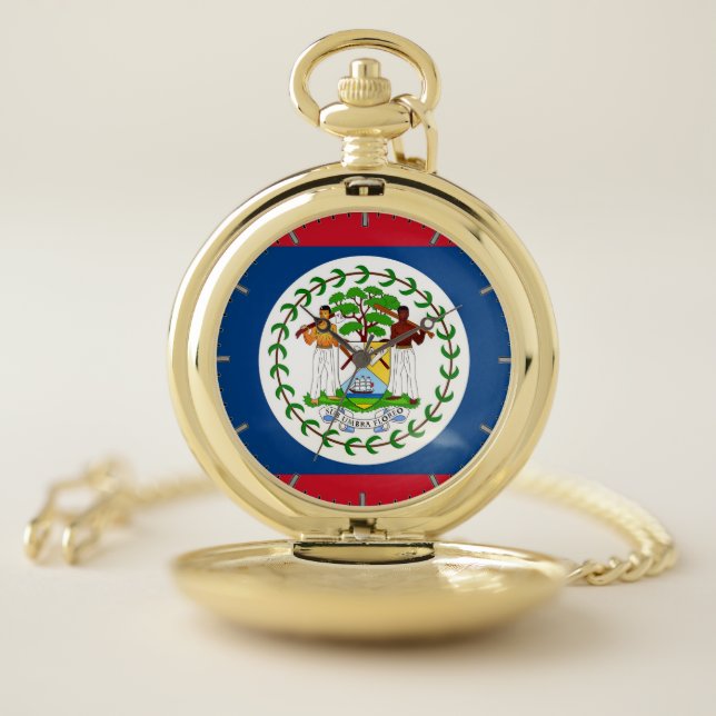 Patriotic Pocket Watch Flag of Belize (Inside)
