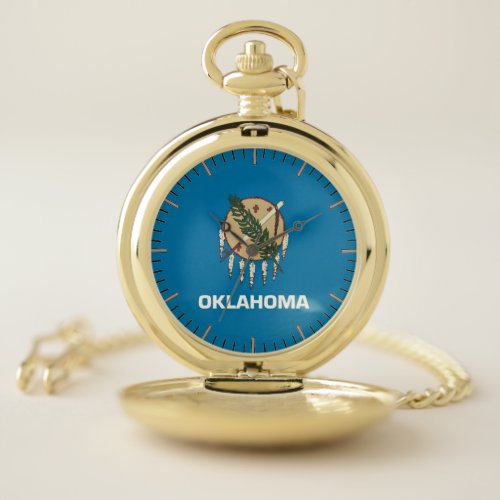 Patriotic Pocket Watch Flag of Oklahoma State USA