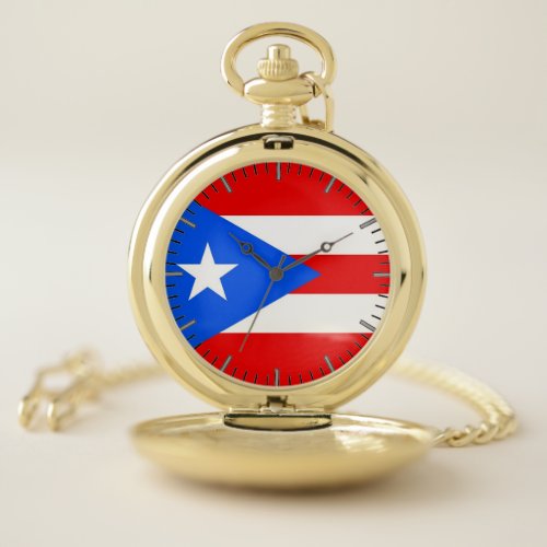 Patriotic Pocket Watch Flag of Puerto Rico USA