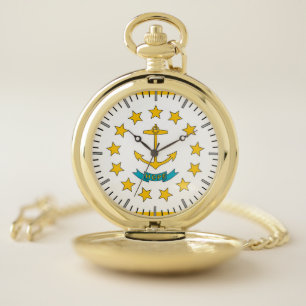 Patriotic Pocket Watch Flag of Rhode Island, USA