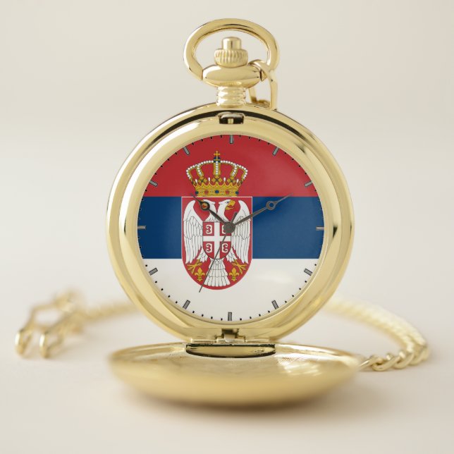 Patriotic Pocket Watch Flag of Serbia (Inside)