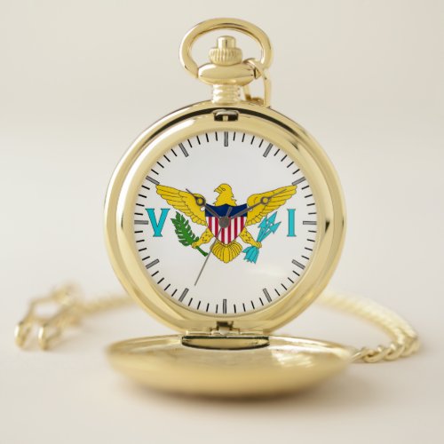 Patriotic Pocket Watch Flag of Virgin Islands USA