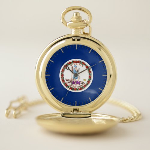 Patriotic Pocket Watch Flag of Virginia USA