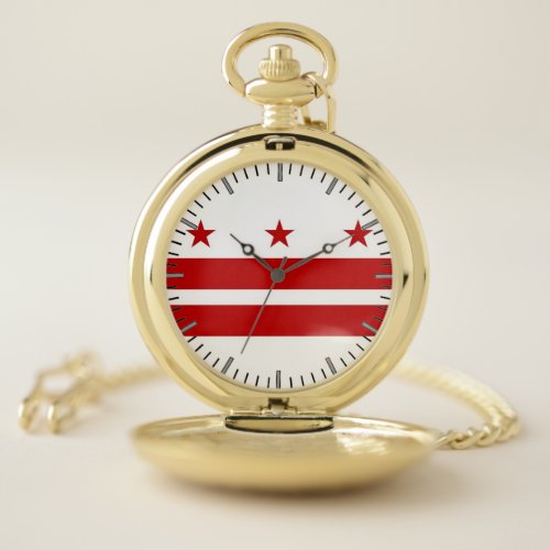 Patriotic Pocket Watch Flag of Washington DC
