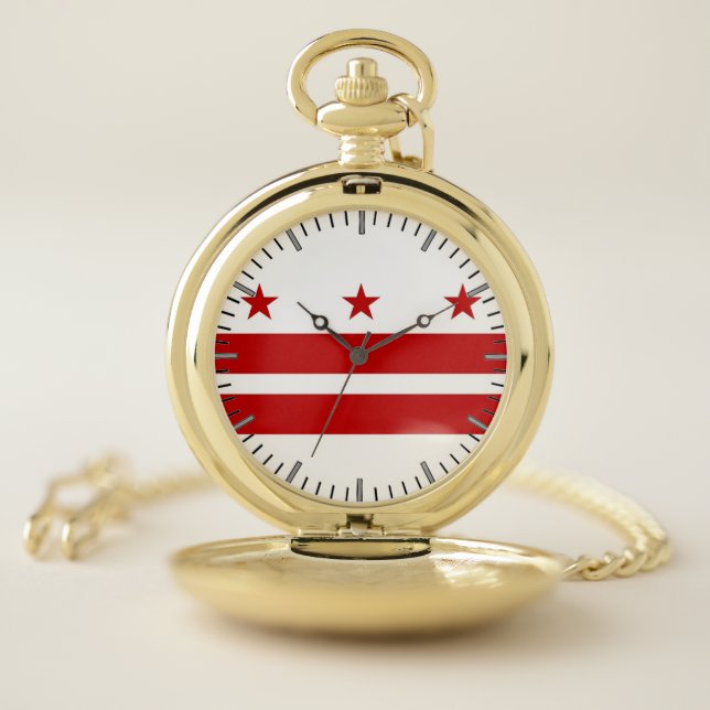 Patriotic Pocket Watch Flag of Washington DC (Inside)