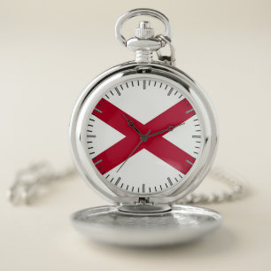 Patriotic Pocket Watch with Flag of Alabama, USA