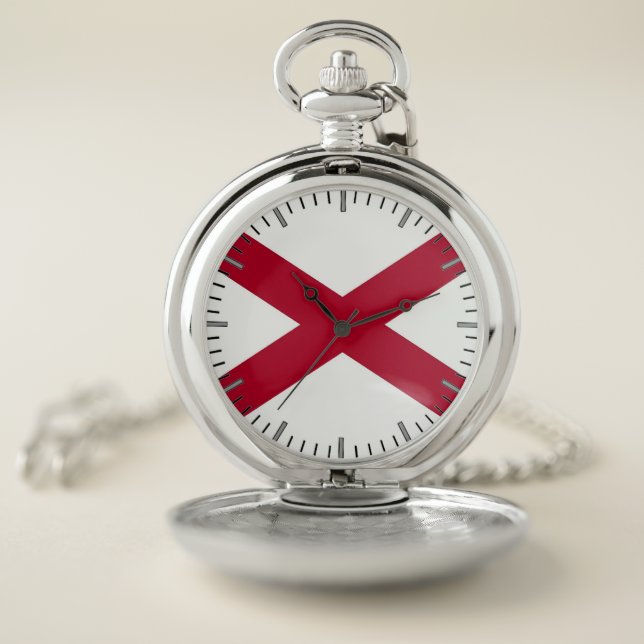 Patriotic Pocket Watch with Flag of Alabama, USA (Inside)