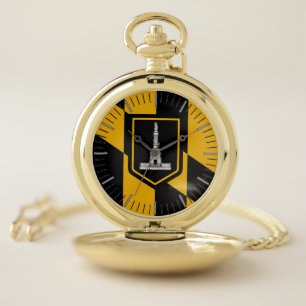 Patriotic Pocket Watch with Flag of Baltimore