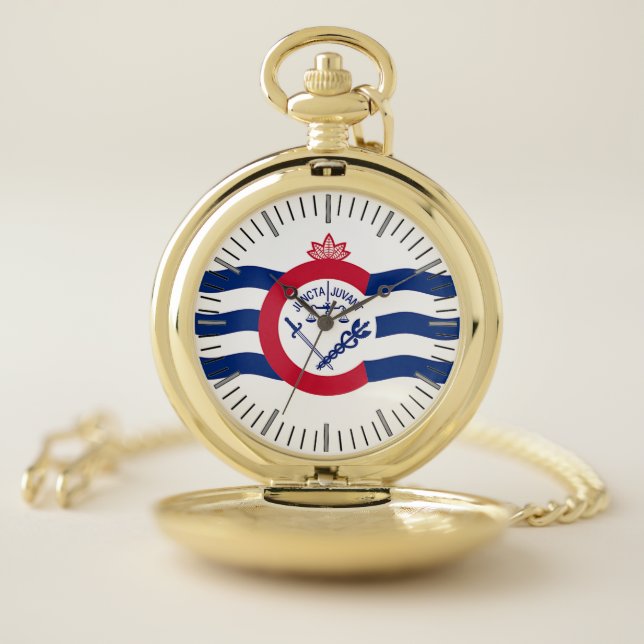 Patriotic Pocket Watch with Flag of Cincinnati (Inside)