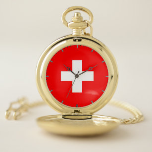 Patriotic Pocket Watch with of Switzerland
