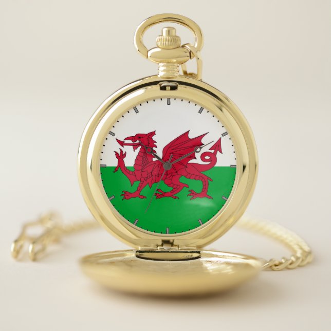 Patriotic Pocket Watch with of Wales (Inside)