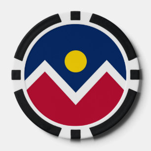 Patriotic poker chips with Flag of Denver City