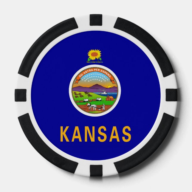 Patriotic poker chips with Flag Of Kansas (Front)