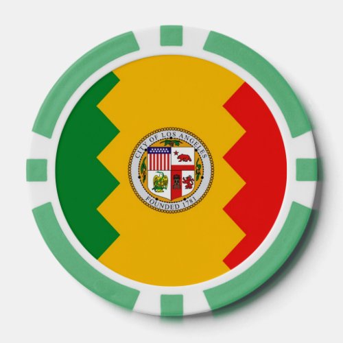 Patriotic poker chips with Flag of Los Angeles