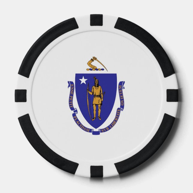 Patriotic poker chips with Flag Of Massachusetts (Front)