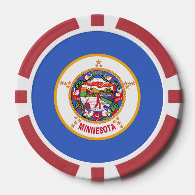 Patriotic poker chips with Flag Of Minnesota (Front)