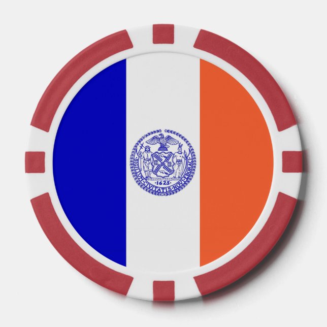 Patriotic poker chips with Flag of New York City (Front)