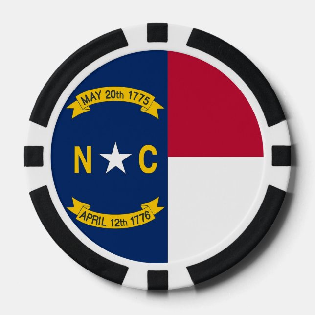 Patriotic poker chips with Flag of North Carolina (Front)