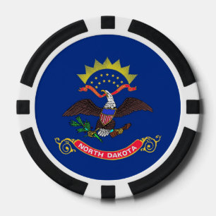 Patriotic poker chips with Flag of North Dakota