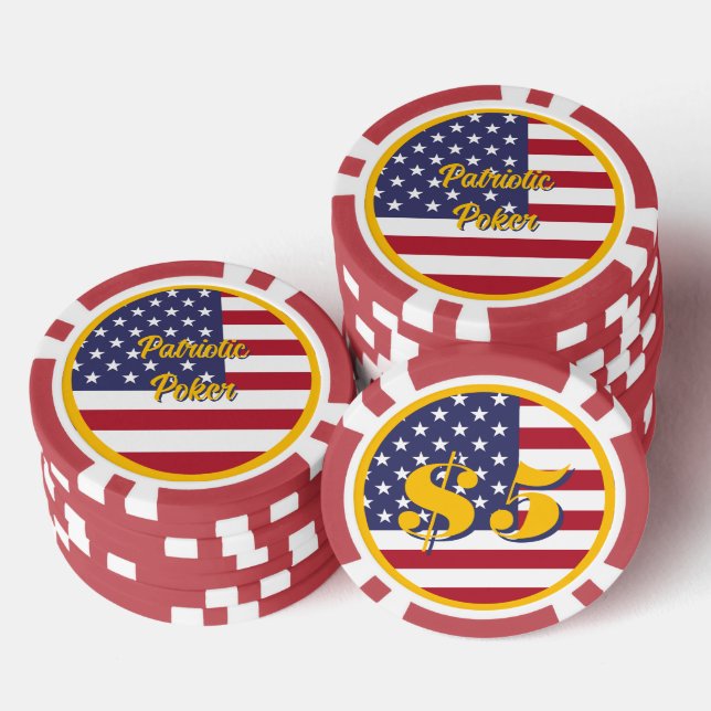 Patriotic Poker Night American Flag Personalized Chips (Stack)