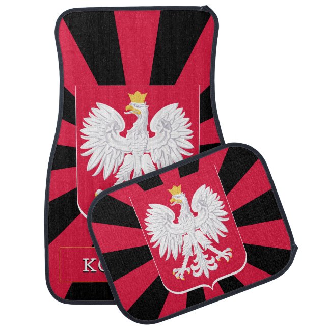 Patriotic Poland Car Floor Mat & Polish Flag (Set)