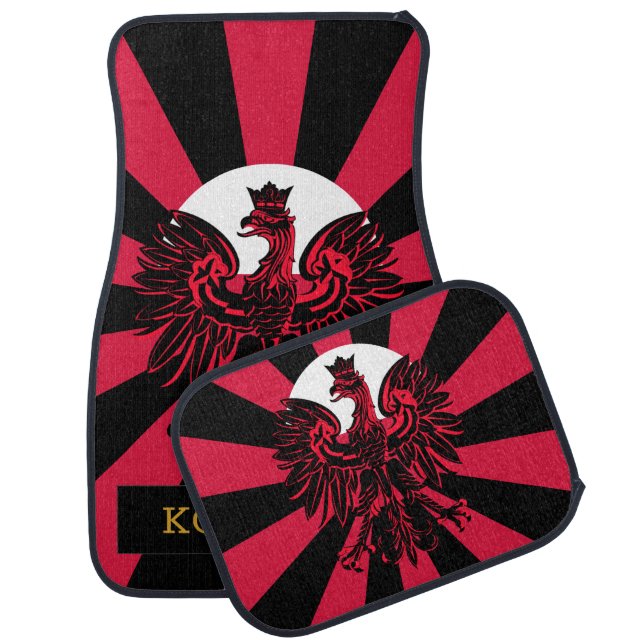 Patriotic Poland Car Floor Mat & Polish Flag (Set)