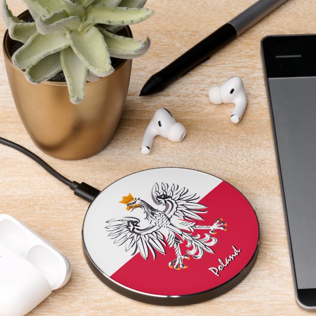Patriotic Poland Charger, Polish Flag Wireless Charger (Desk 2)