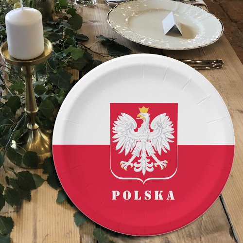 Patriotic Poland plate Eagle Polish flag  party Paper Plates